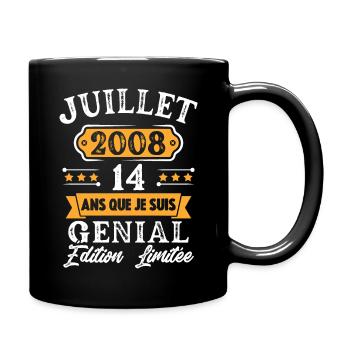 Cadeau D'anniversaire 14 Ans juillet 2008 Rétro - Mug uni - noir - Droite