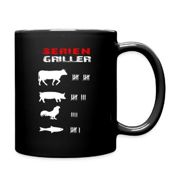 Serien Griller/Fleisch grillen/Grillmeister/lustig - Tasse einfarbig - Schwarz - Rechts