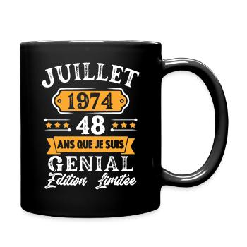 Cadeau D'anniversaire 48 Ans juillet 1974 Rétro - Mug uni - noir - Droite