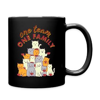 équipe famille chat café collègues de travail dictons - Mug uni - noir - Droite