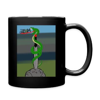Schlange klettert am Schwert - Tasse einfarbig - Schwarz - Rechts
