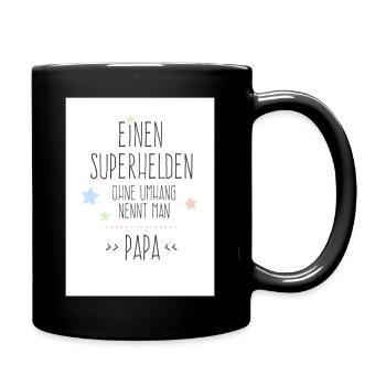 Superheld Papa - Tasse einfarbig - Schwarz - Rechts