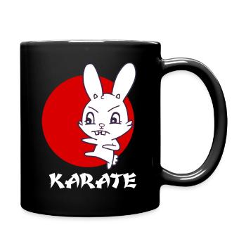 Karate Hase - Tasse einfarbig - Schwarz - Rechts