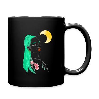 Woman Flowers - Full Colour Mug - black - Right