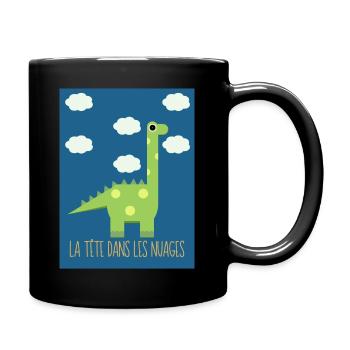"La tête dans les nuages" -illustration dinosaure - Mug uni - noir - Droite
