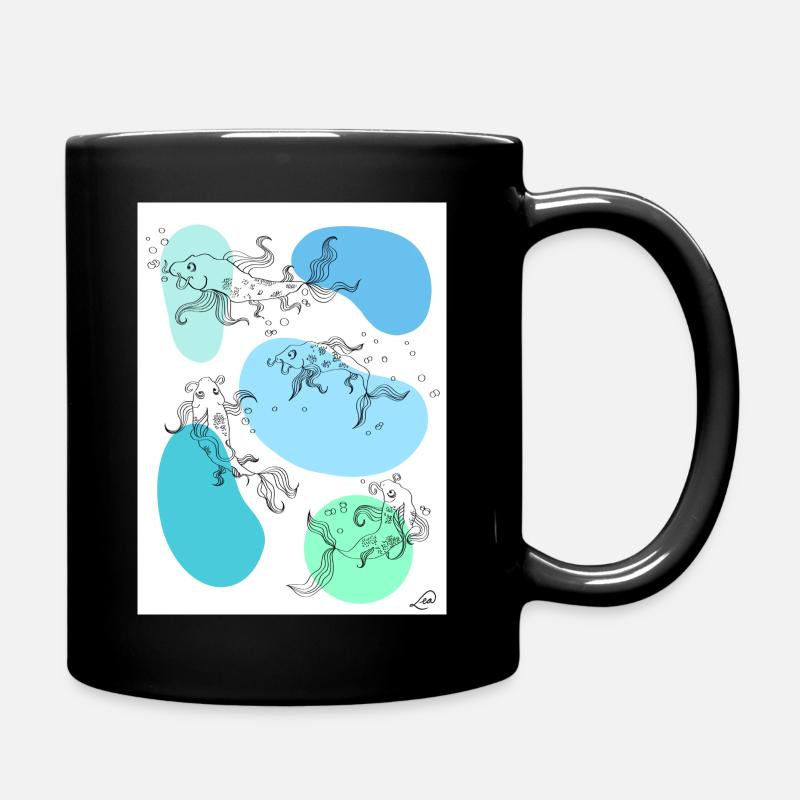 Little fish in the sea - Full Colour Mug - black