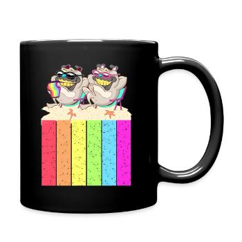 Dogs on the beach with the rainbow flag - Full Colour Mug - black - Right