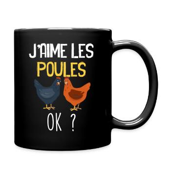 J'aime Les Poules Humour Eleveur Eleveuse - Mug uni - noir - Droite