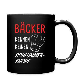 Bäcker kennen keinen Schlummer-Knopf - Tasse einfarbig - Schwarz - Rechts