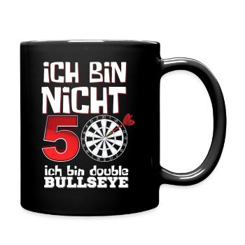 50 Geburtstag Dartspieler Double Bullseye - Tasse einfarbig - Schwarz - Rechts