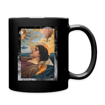 Muschelfrau im Meer - Tasse einfarbig - Schwarz - Rechts