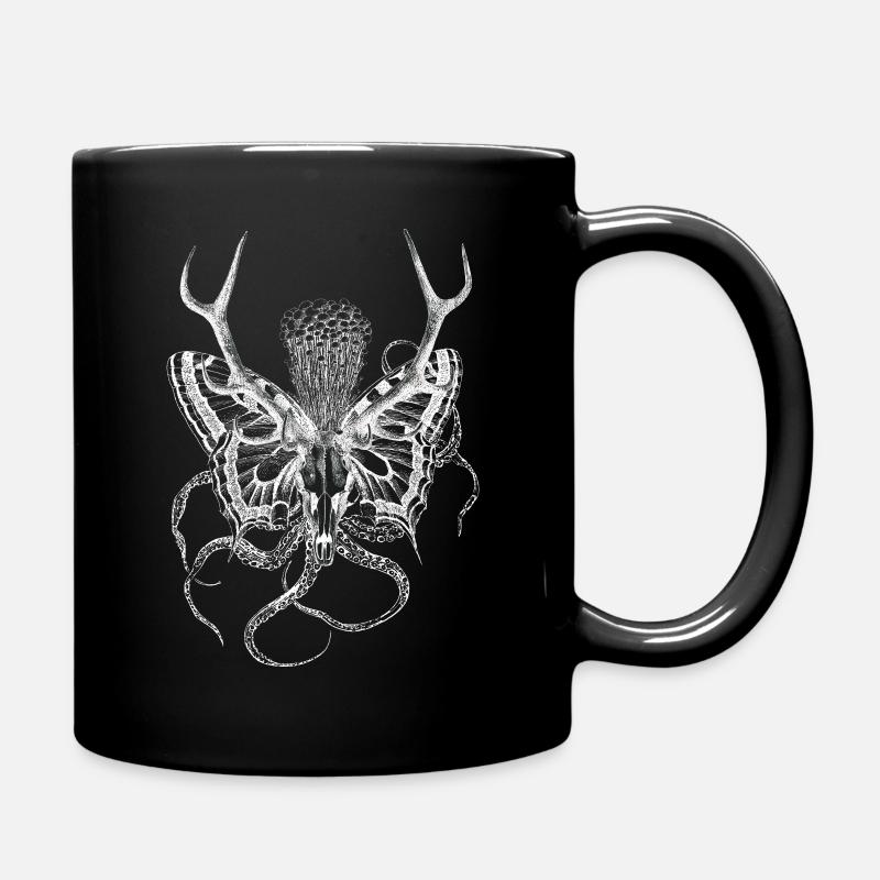 Surreal artwork, psychedelic deer skull - Full Colour Mug - black