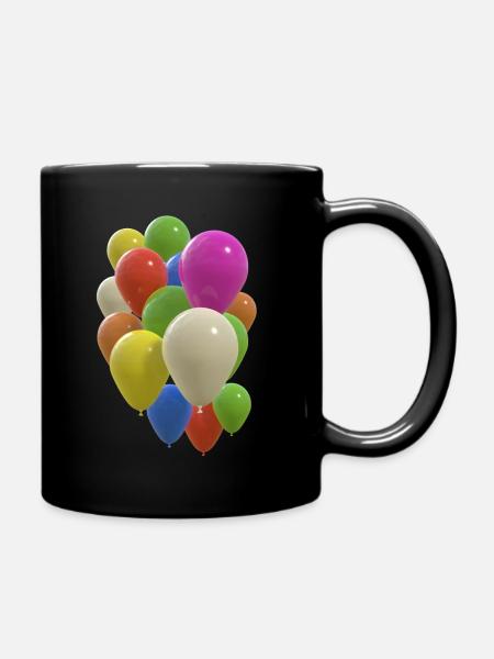 Birthday Balloons colorful group - Full Colour Mug - black