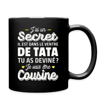 Secret / je vais être cousine / future cousine - Mug uni - noir - Droite