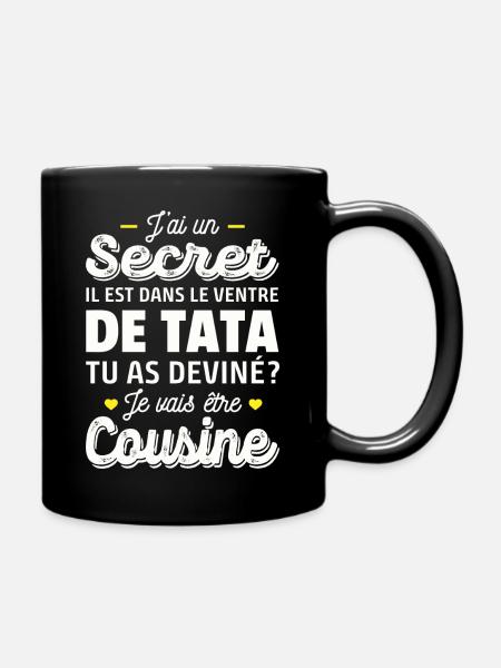 Secret / je vais être cousine / future cousine - Mug uni - noir