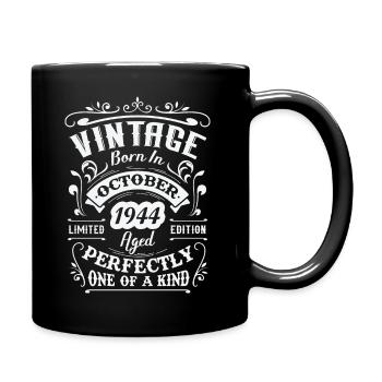 Retro anniversary gift, Vintage in October 1944 - Full Colour Mug - black - Right