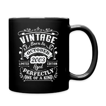 Retro Geburtstagsgeschenk, Jahrgang im Oktober 2003 - Tasse einfarbig - Schwarz - Rechts