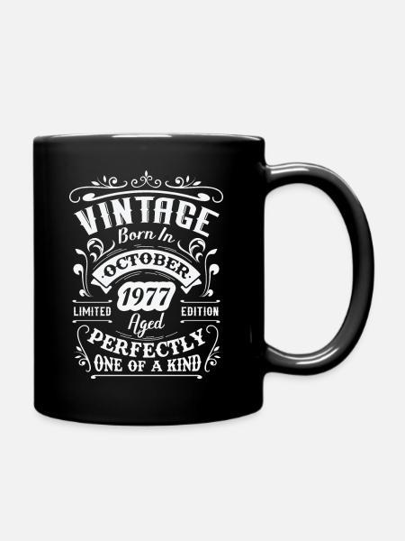 Rétro cadeau anniversaire, Vintage en octobre 1977 - Mug uni - noir