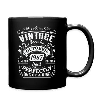 Retro birthday gift, Vintage in October 1987 - Full Colour Mug - black - Right