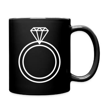 Diamond Ring Marriage Proposal Engagement - Full Colour Mug - black - Right