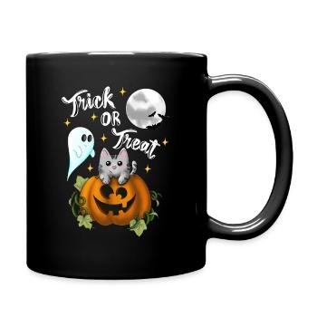 Tromper ou traiter le blanc de chat - Mug uni - noir - Droite