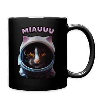 Space Cat: Reise ins Unbekannte - Tasse einfarbig - Schwarz - Rechts