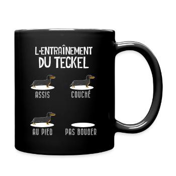 L'Entrainement Du Teckel Humour Petit Chien Mignon - Mug uni - noir - Droite
