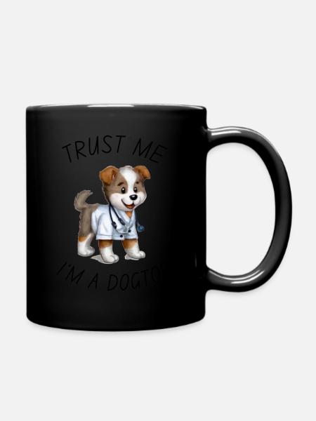 Fun motif for a doctor who loves dogs - Full Colour Mug - black