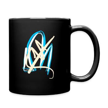 Blauweisse Abstraktheit: Das abstrakteste Geschenk - Tasse einfarbig - Schwarz - Rechts