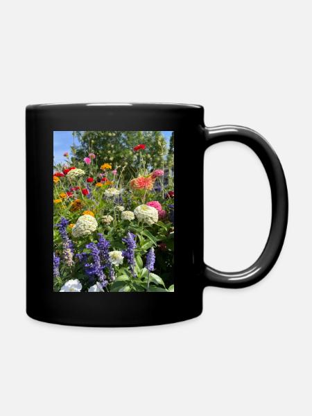 Blumen - Tasse einfarbig - Schwarz