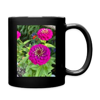 Pinke Blume - Tasse einfarbig - Schwarz - Rechts