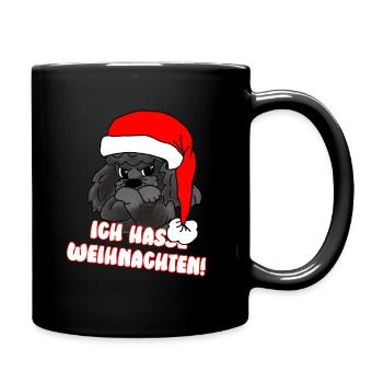 Comicstyle Pudelmotiv - Weihnachten ohne mich - Tasse einfarbig - Schwarz - Rechts