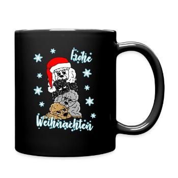 Merry Christmas süße Pudel mit Weihnachtsmütze - Tasse einfarbig - Schwarz - Rechts
