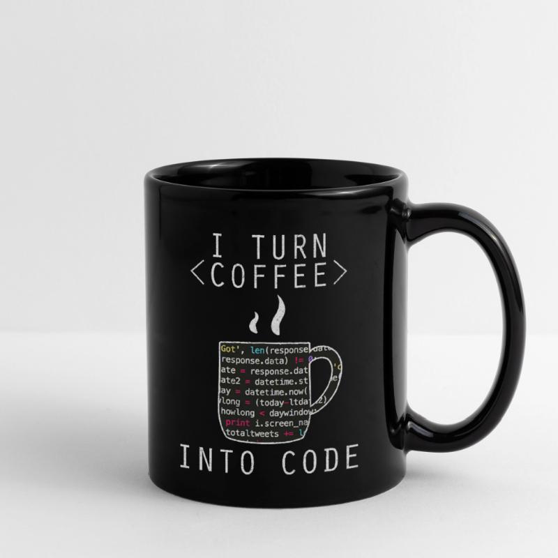 I Turn Coffee Into Code Programmierer Kodierer Tasse einfarbig