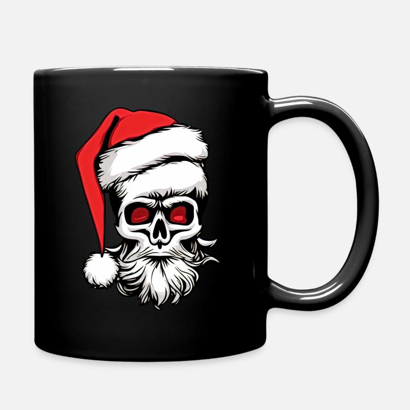 Skull Santa Claus with beard - Full Colour Mug - black
