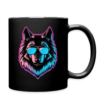 The Cool Synthwolf - Full Colour Mug - black - Right