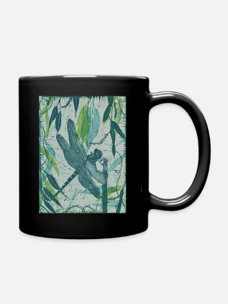 Dragonfly on Willow 1 - Full Colour Mug - black