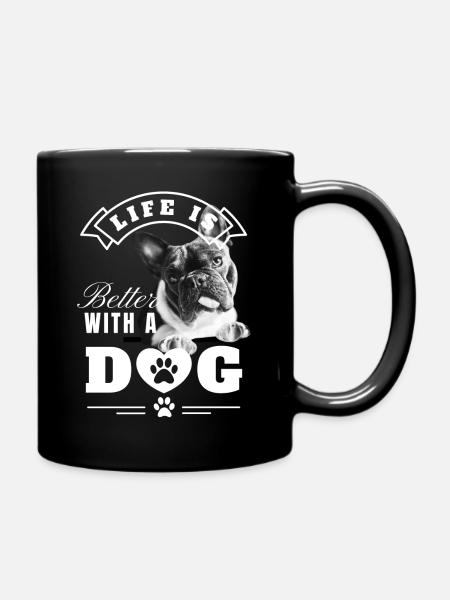 LIFE IS BETTER WITH A DOG - Full Colour Mug - black