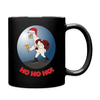 Alpaka Weihnachten Weihnachtsmann HoHoHo - Tasse einfarbig - Schwarz - Rechts