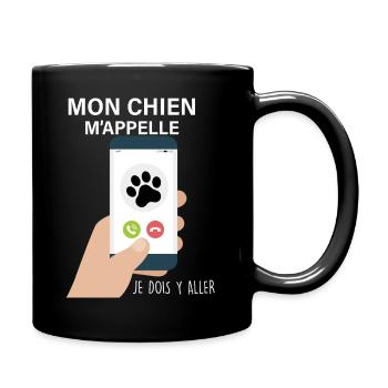 mon chien m'appelle Cadeau A offrir Fan De Chien - Mug uni - noir - Droite