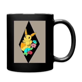 Süßes Biest mit ein paar Blumen - Tasse einfarbig - Schwarz - Rechts