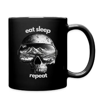 Eat Sleep Ski Repeat - Tasse einfarbig - Schwarz - Rechts