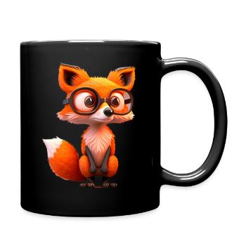 Renard mignon avec des lunettes - Mug uni - noir - Droite