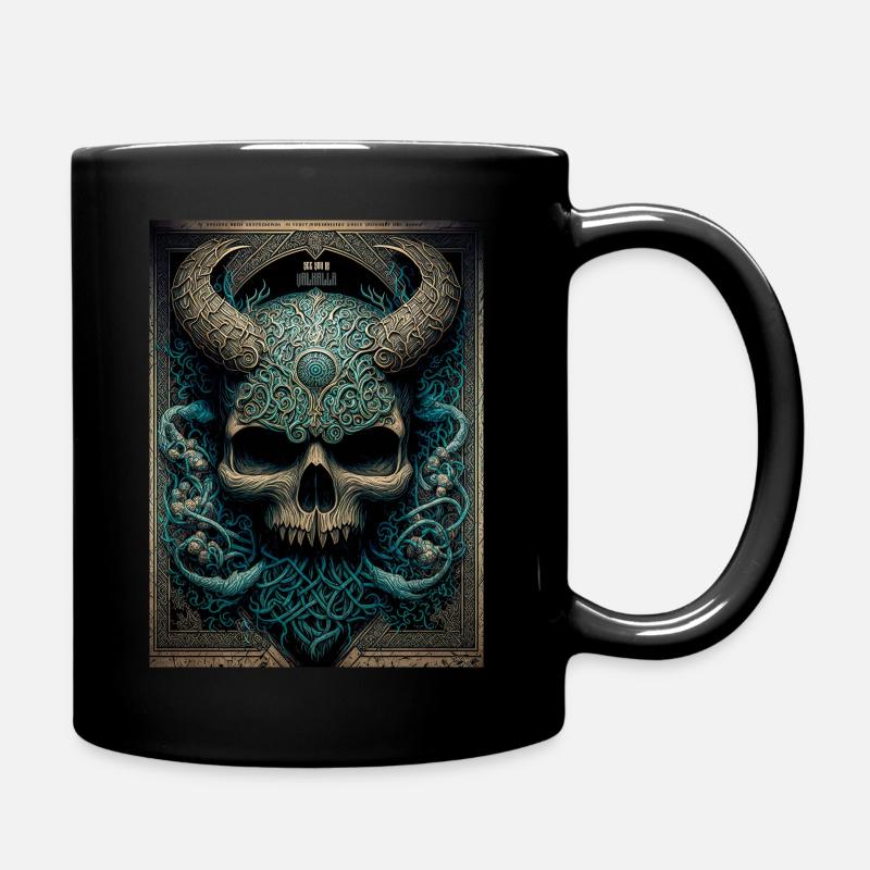 See You In Valhalla Skull - Full Colour Mug - black