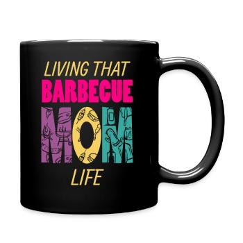 Vivre ce barbecue Mom Life Grilling BBQ Fan - Mug uni - noir - Droite