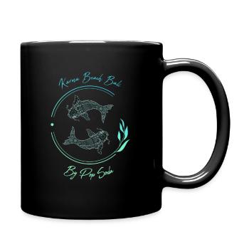 Karma Beach fishes blue - Full Colour Mug - black - Right