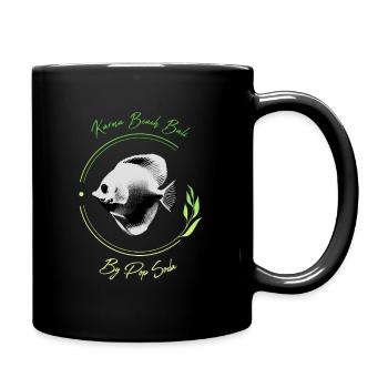 Karma Beach Tang fish green yellow - Full Colour Mug - black - Right