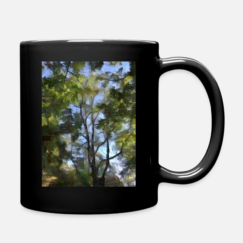 Impressionistische Baumlandschaft - Tasse einfarbig - Schwarz