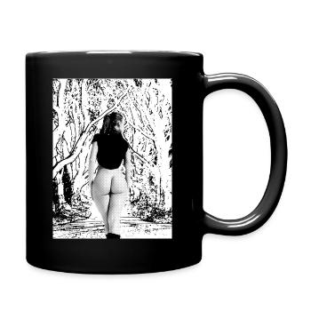 Girl von hinten Schwarz Weiss - Tasse einfarbig - Schwarz - Rechts