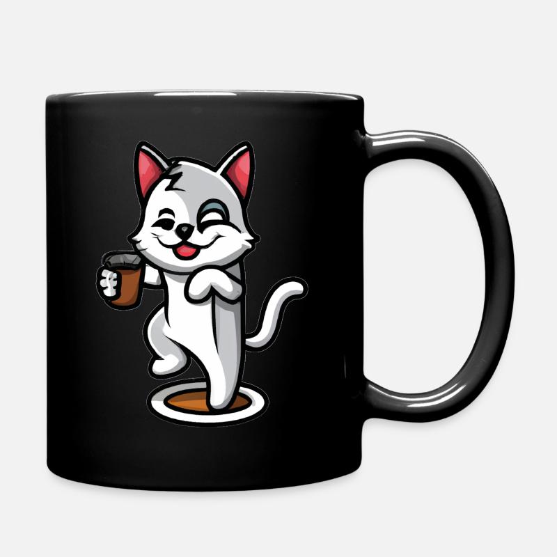 Coffee Cat - The relaxed cat over coffee - Full Colour Mug - black
